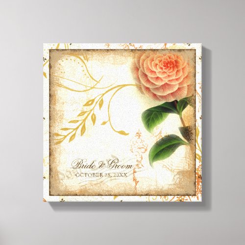 Botanical Camellia Customized Wedding Personalized Canvas Print