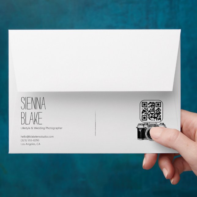 Botanical Camera Logo Photographer QR Code Envelope (Hand)