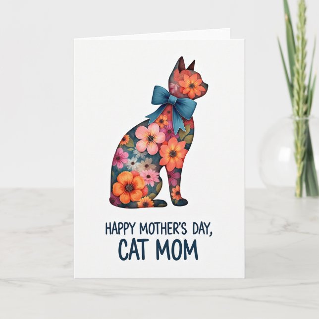 Botanical Cat Moms Day Card (Front)