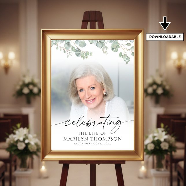 Botanical Celebrating the Life of Photo Memorial Poster (Creator Uploaded)