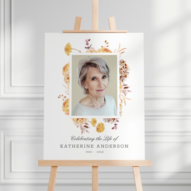 Botanical Celebration of Life Memorial Photo Sign (Creator Uploaded)