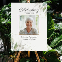 Botanical Celebration of Life Photo Funeral Poster