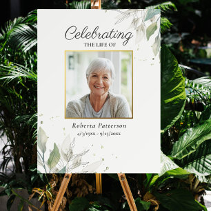 Botanical Celebration of Life Photo Funeral Poster