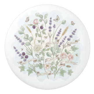 Botanical Ceramic Cabinet Knob French Country