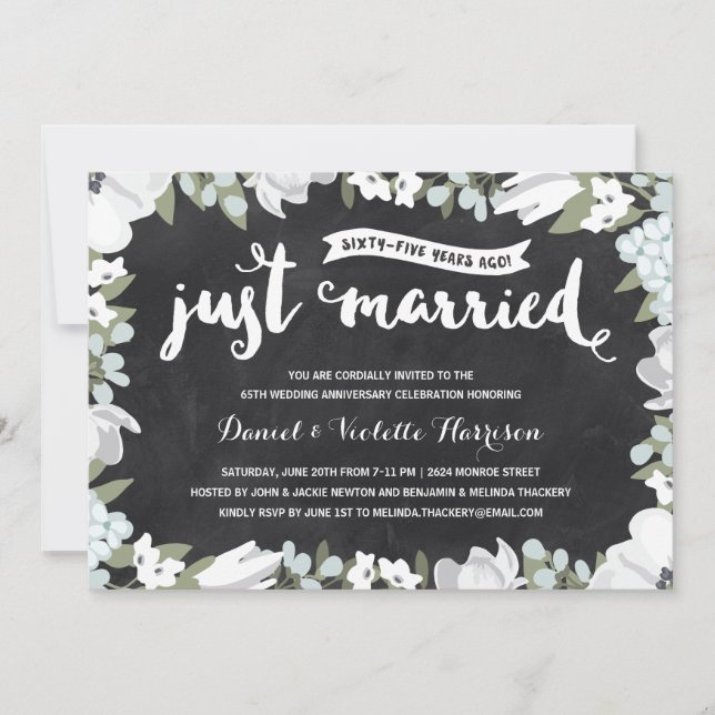 Botanical Chalkboard | 65th Wedding Anniversary Invitation (Front)