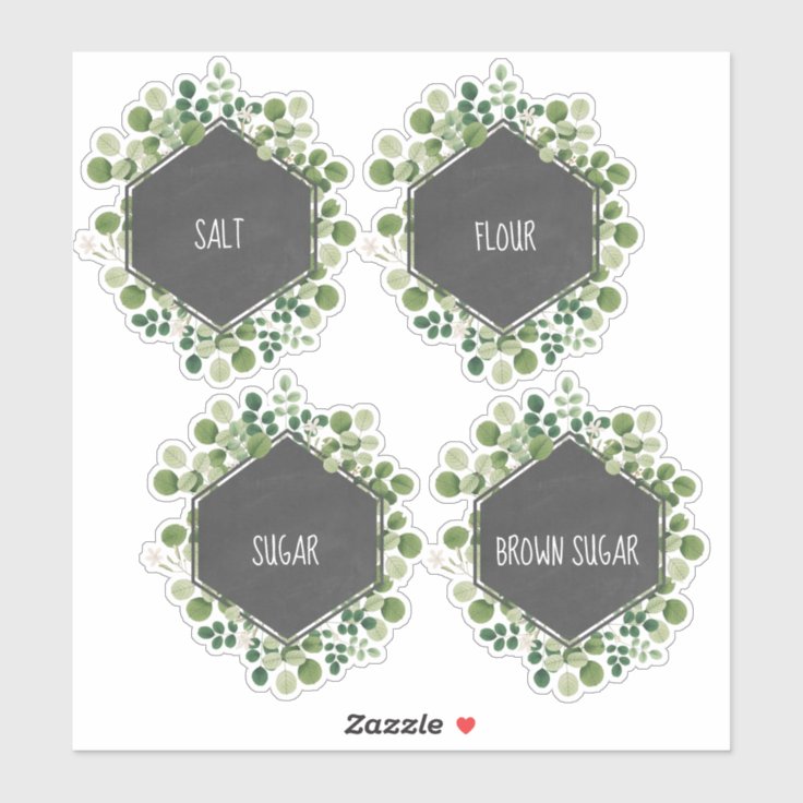 Botanical Chalkboard Kitchen Canister Label Zazzle