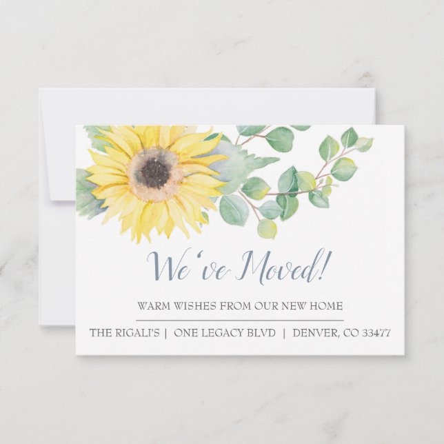 Botanical Change of Address Watercolor Sunflower (Front)