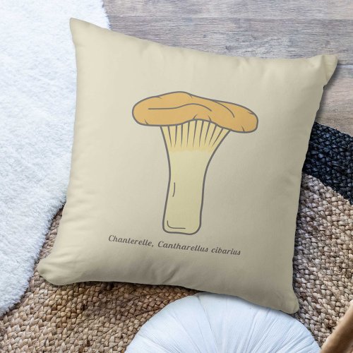 Botanical Chanterelle Mushroom Pillow