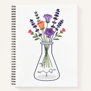 Botanical Chemistry Flask with Lavender and Rose A Notebook