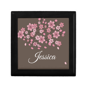 Botanical Cherry Blossom Falling Petals Ombré Art Gift Box