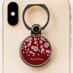 Botanical Cherry Blossom Falling Petals Ombré Art Phone Ring Stand