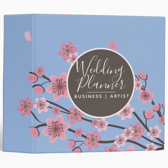 Botanical Cherry Blossom Falling Petals Pattern 3 Ring Binder (Front/Spine)