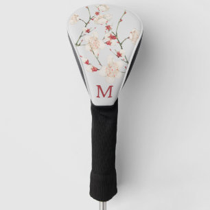 Botanical Cherry Blossom Floral Monogram Letter Golf Head Cover