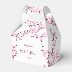 Botanical Cherry Blossom Pink White Bridal Shower Favor Boxes