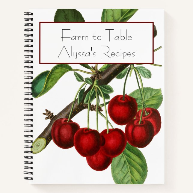 Botanical Cherry Stems Recipe Organizer Notebook (Front)