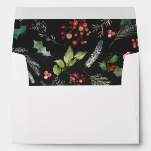 Botanical Chic Dark Gray Christmas Return Address Envelope
