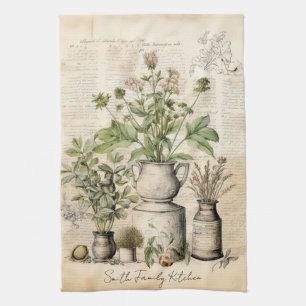 Botanical Chic Family Name Gift Kitchen Towel