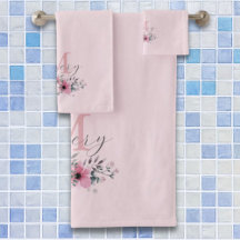 Botanical chic pink watercolor floral monogram