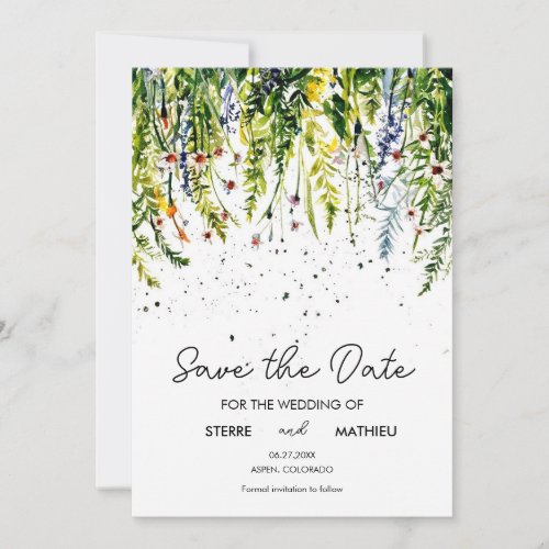 Botanical Chic Wildflowers  Save The Date