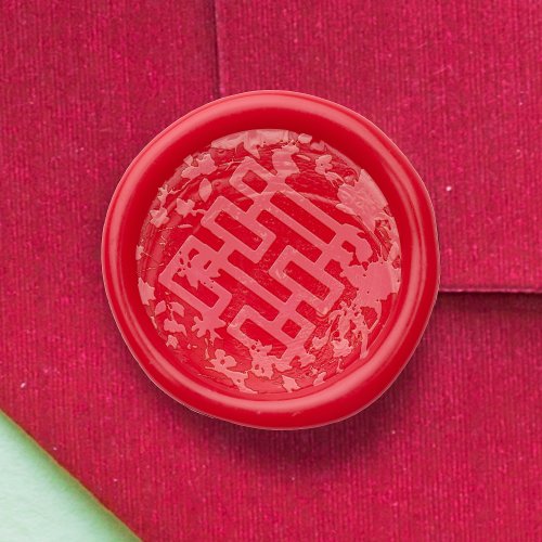 Botanical Chinese Double Happiness Symbol  Wax Seal Sticker