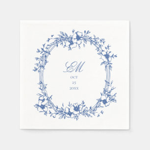 Botanical Chinoiserie Monogram Crest Wedding Logo Napkins