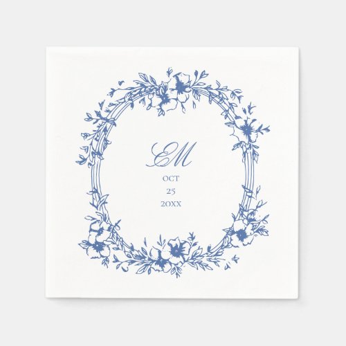 Botanical Chinoiserie Monogram Crest Wedding Logo  Napkins