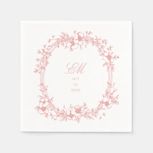Botanical Chinoiserie Monogram Crest Wedding Logo Napkins