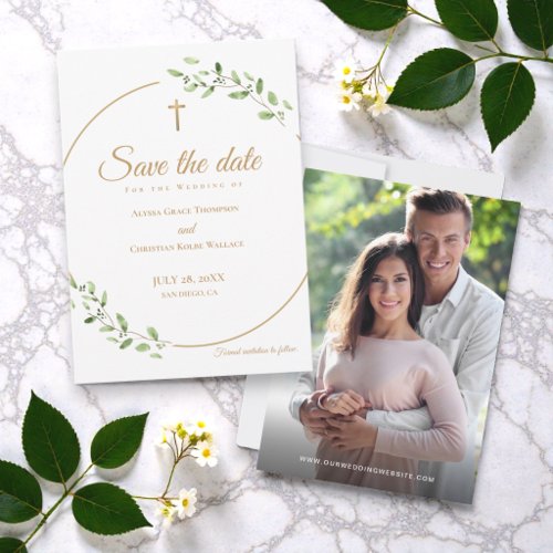 Botanical Christian Wedding Announcement Elegant