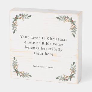 Botanical Christmas Bible Verse Wooden Box Sign