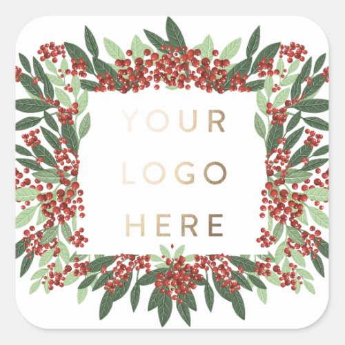 Botanical Christmas Business Custom Logo Envelope Square Sticker