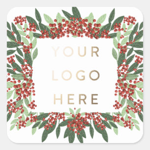 Botanical Christmas Business Custom Logo Envelope Square Sticker