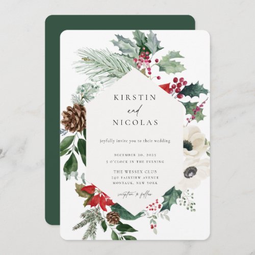 Botanical Christmas Chic Winter Wedding Invitation