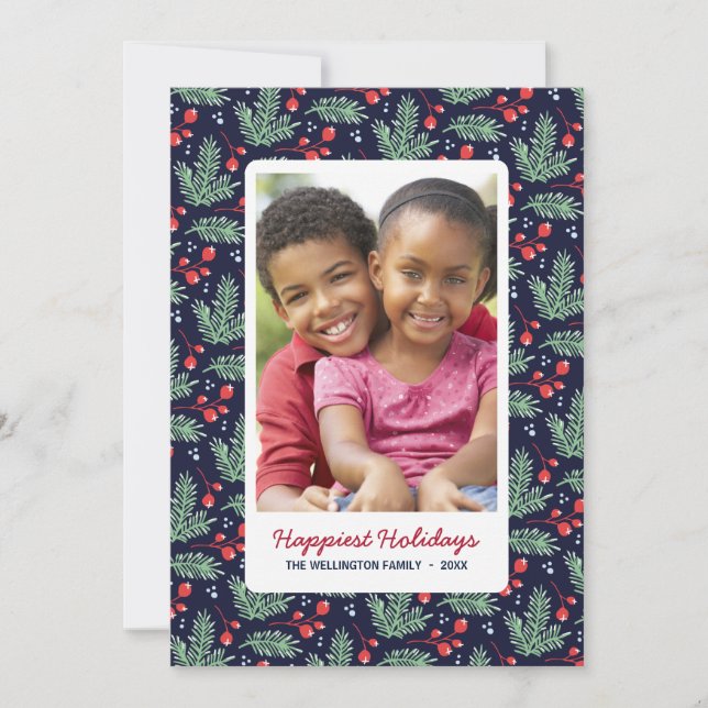 Botanical Christmas | Colorful Holiday Photo Card (Front)