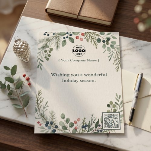 Botanical Christmas Corporate Holiday Logo QR Code Letterhead
