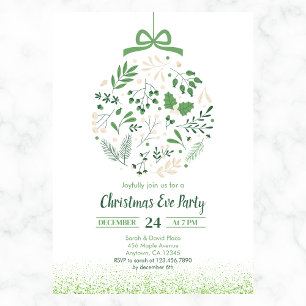 Botanical Christmas Eve Party Invitation