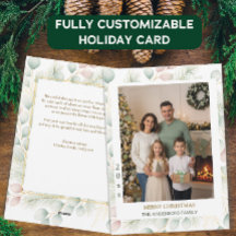 Botanical Christmas Family Photo Greeting