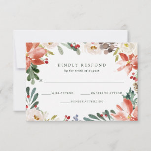 Botanical Christmas   Floral Holiday Wedding Invitation