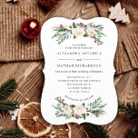Botanical Christmas | Floral Holiday Wedding Invitation<br><div class="desc">These elegant holiday wedding invitations feature rustic watercolor flowers with pinecones,  branches,  berries,  leaves,  and white roses.</div>