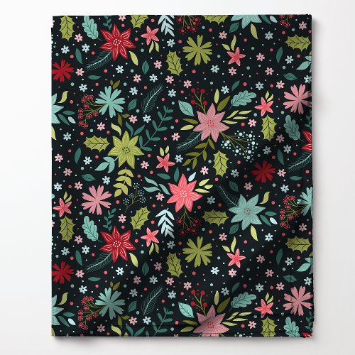 Botanical Christmas Floral Pattern Fabric