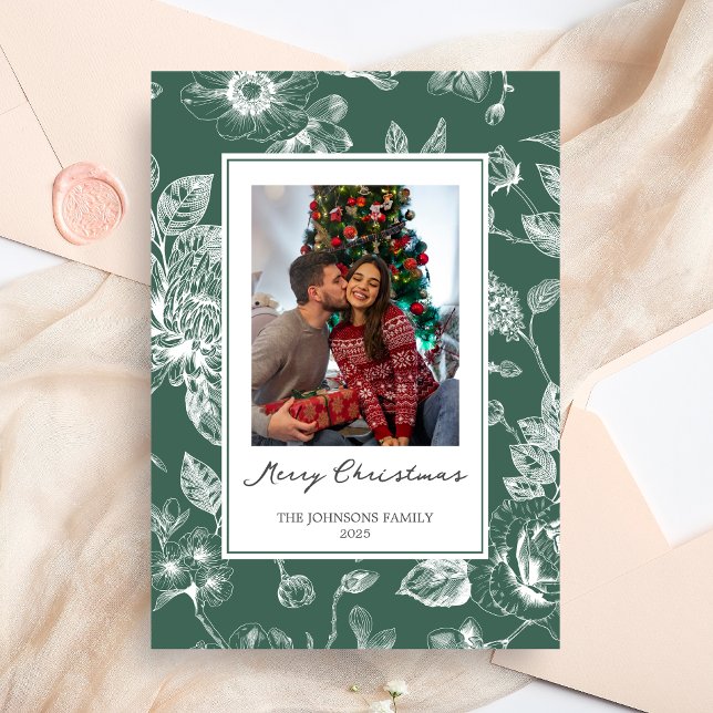Botanical Christmas Holiday Card (Christmas Family Holiday Card)