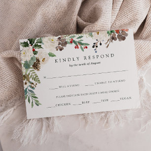 Botanical Christmas   Holiday Meal Choice RSVP Card