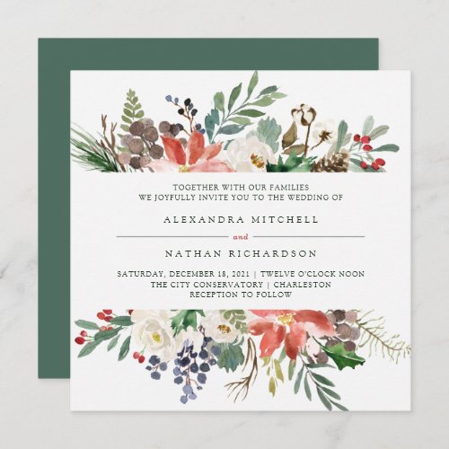 Botanical Christmas  Holiday Wedding Invitation