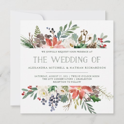 Botanical Christmas | Holiday Wedding Invitation | Zazzle