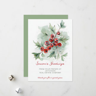 Botanical Christmas Holidays Company Business Holiday Card