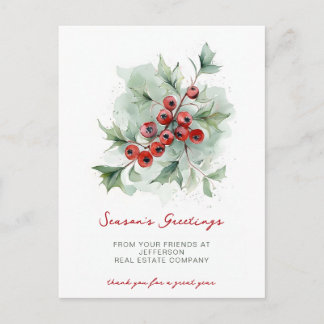 Botanical Christmas Holidays Company Business Holiday Postcard