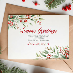 Botanical Christmas Holidays Company Business  Holiday Postcard