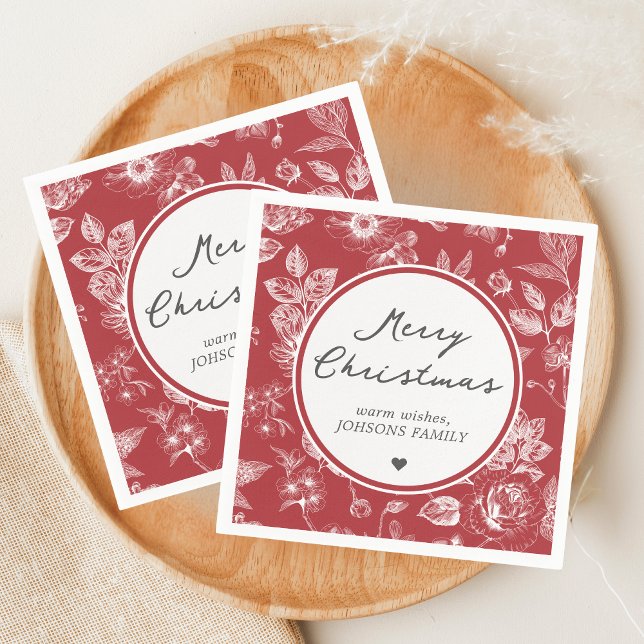 Botanical Christmas Napkins (Christmas Family Holiday Napkin)