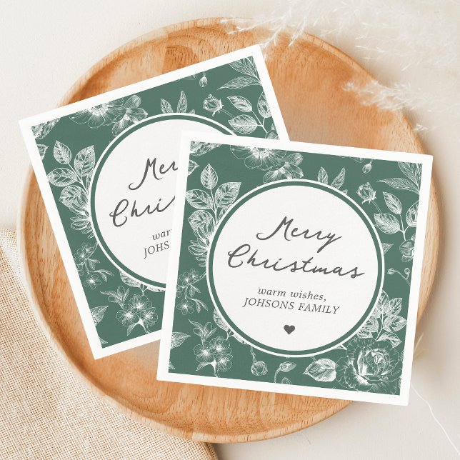 Botanical Christmas Napkins (Christmas Family Holiday Napkin)
