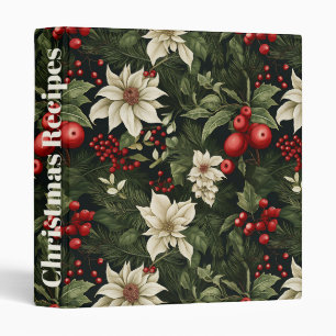 Botanical Christmas Pattern 3 Ring Binder