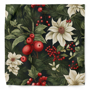 Botanical Christmas Pattern Bandana
